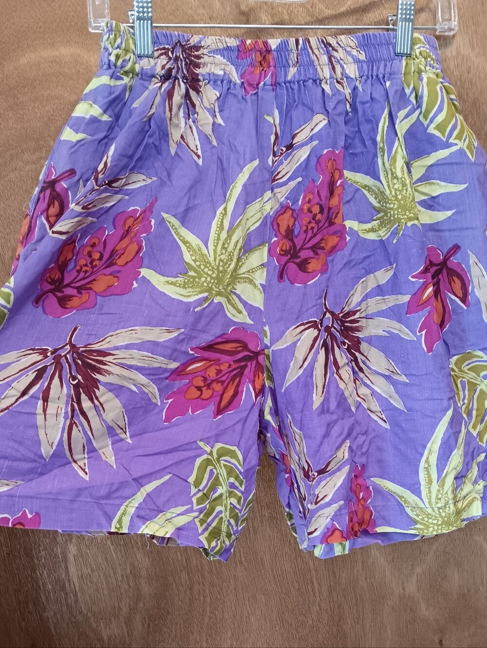 Clio Purple Floral Print Pull-On Bermuda Shorts